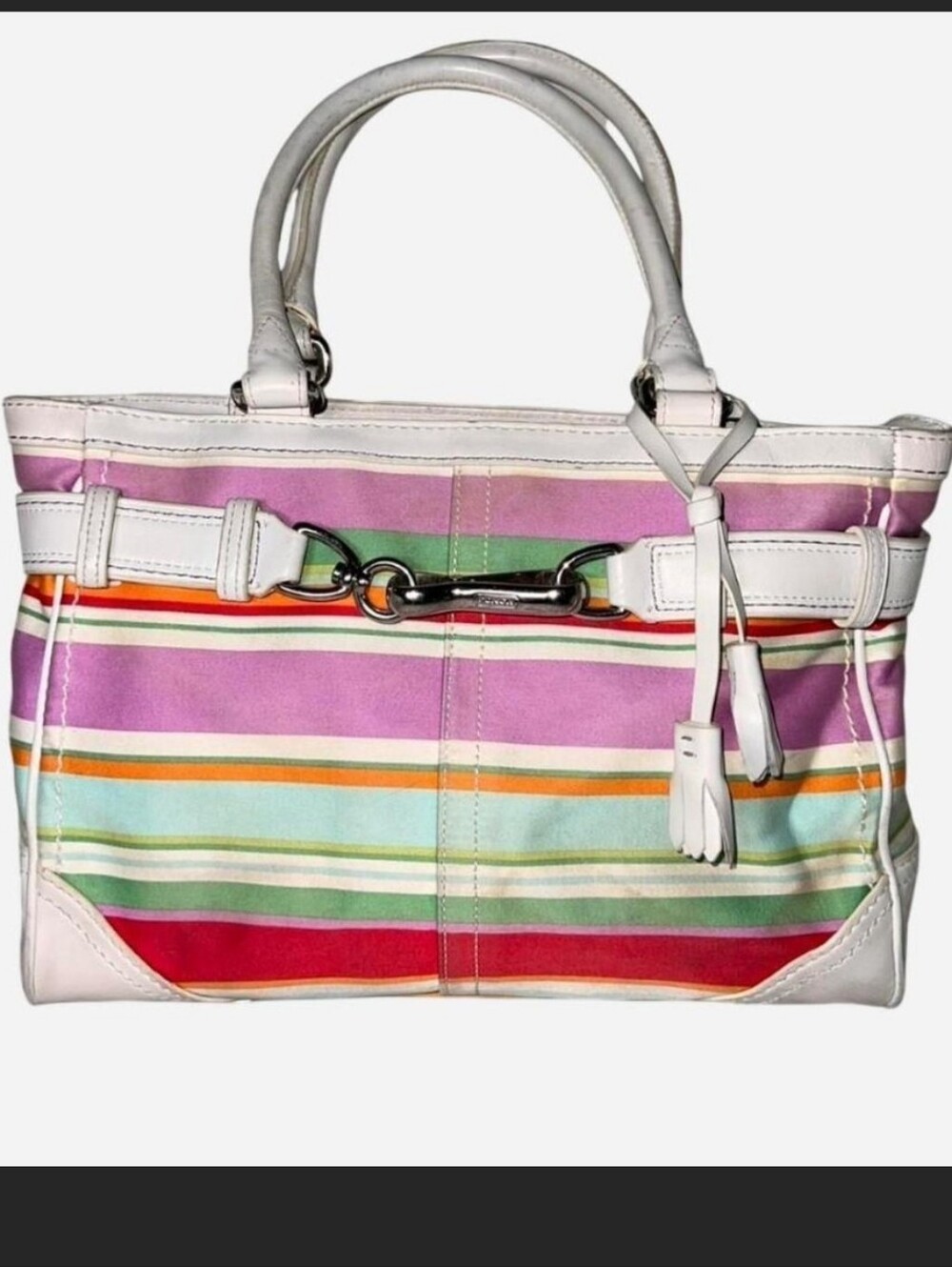 Coach Hampton Bundle Striped Multicolor  Satchel And Wristlet